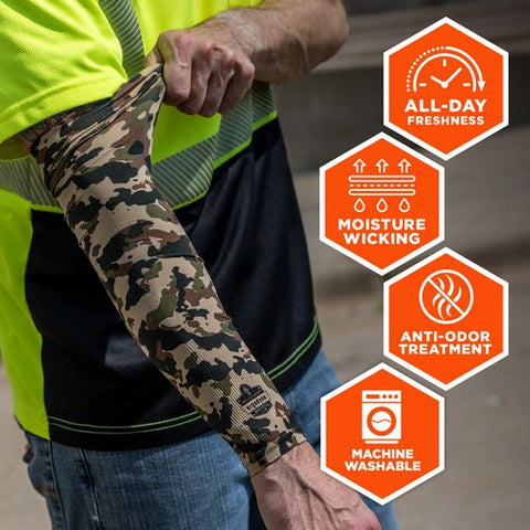 Chill-its 6695 Sun Protection Arm Sleeves, Polyester/spandex, Medium/large, Camo