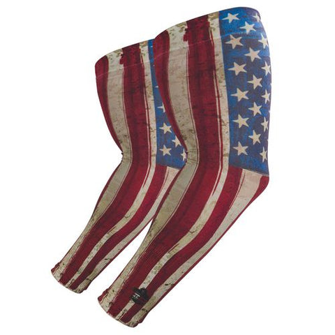 Chill-its 6695 Sun Protection Arm Sleeves, Polyester/spandex, Medium/large, American Flag