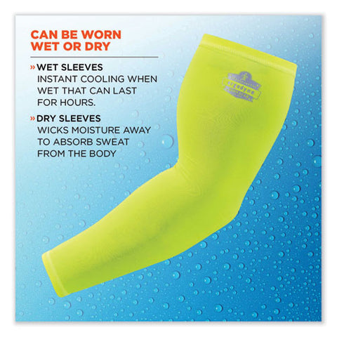 Chill-its 6690 Performance Knit Cooling Arm Sleeve, Polyester/spandex, Medium, Lime, 2 Sleeves