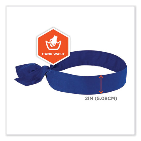 Chill-its 6700 Cooling Bandana Polymer Tie Headband, One Size Fits Most, Solid Blue