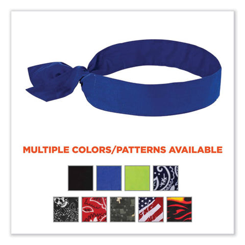 Chill-its 6700 Cooling Bandana Polymer Tie Headband, One Size Fits Most, Solid Blue
