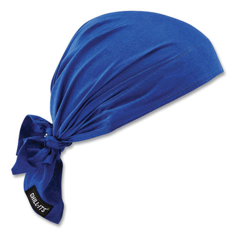 Chill-its 6710 Cooling Embedded Polymers Tie Bandana Triangle Hat, One Size Fits Most, Solid Blue