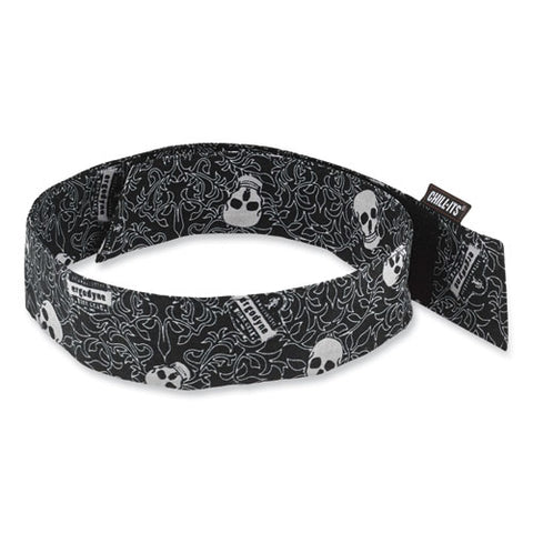 Chill-its 6705 Cooling Embedded Polymers Hook And Loop Bandana Headbnd, One Size Fit Most, Skulls