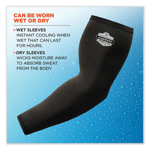 Chill-its 6690 Performance Knit Cooling Arm Sleeve, Polyester/spandex, Medium, Black, 2 Sleeves