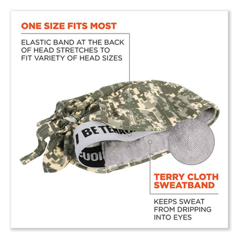 Chill-its 6615 High-performance Bandana Doo Rag With Terry Cloth Sweatband, One Size Fits Most, Camo