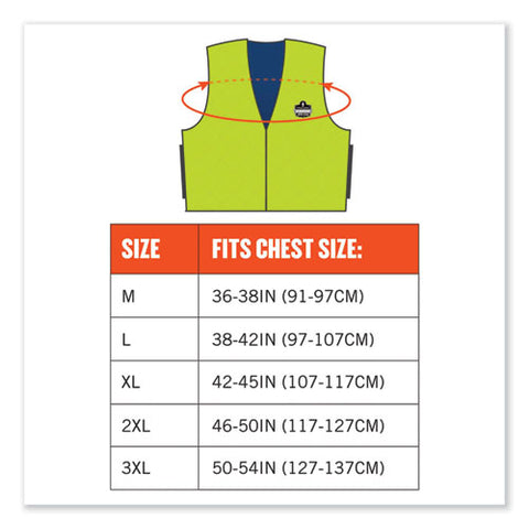 Chill-its 6665 Embedded Polymer Cooling Vest With Zipper, Nylon/polymer, Medium, Lime