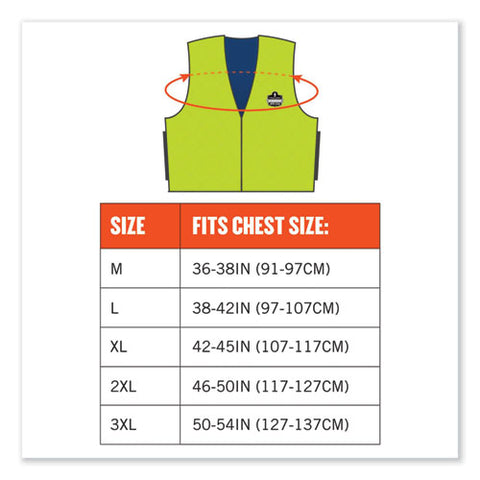 Chill-its 6665 Embedded Polymer Cooling Vest With Zipper, Nylon/polymer, 3x-large, Lime