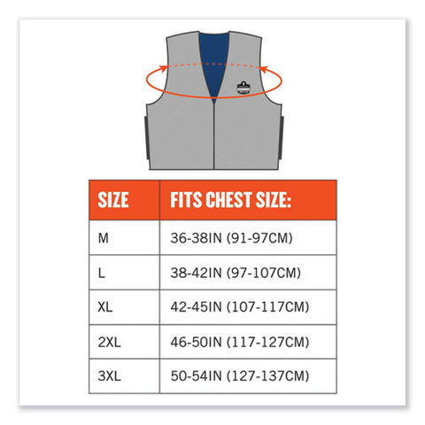 Chill-its 6665 Embedded Polymer Cooling Vest With Zipper, Nylon/polymer, X-large, Gray