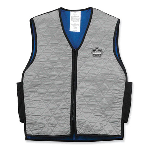 Chill-its 6665 Embedded Polymer Cooling Vest With Zipper, Nylon/polymer, X-large, Gray