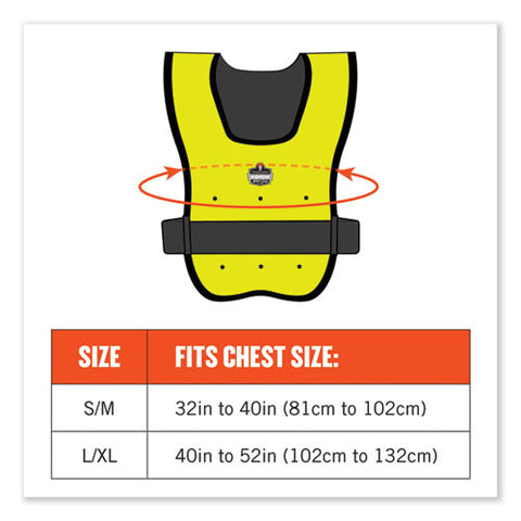 Chill-its 6687 Economy Dry Evaporative Cooling Elastic Waist Vest, Nylon, Large/x-large, Lime