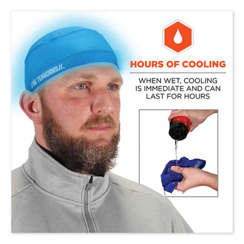 Chill-its 6632 Performance Knit Cooling Skull Cap, Polyester/spandex, One Size Fits Most, Blue