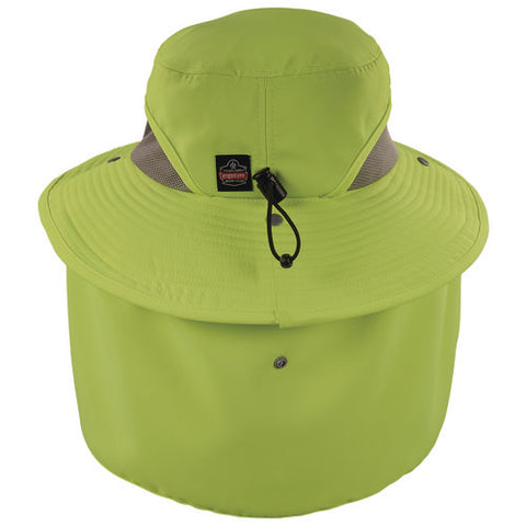 Chill-its 8934 Ranger Hat With Neck Shade, Microfiber/polyester, Small/medium, Lime