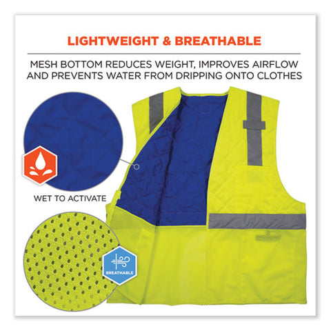 Chill-its 6668 Class 2 Hi-vis Safety Cooling Vest, Polymer, Small, Lime