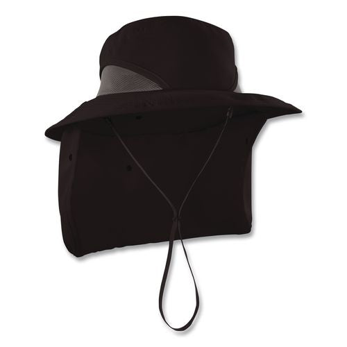 Chill-its 8934 Ranger Hat With Neck Shade, Microfiber/polyester, Small/medium, Black