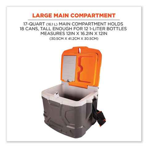 Chill-its 5170 17-quart Industrial Hard Sided Cooler, Orange/gray