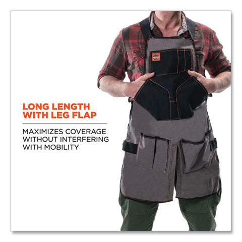 Arsenal 5705 Extended Length Canvas Tool Apron, 13 Compartments, 25.5 X 34, Canvas, Gray