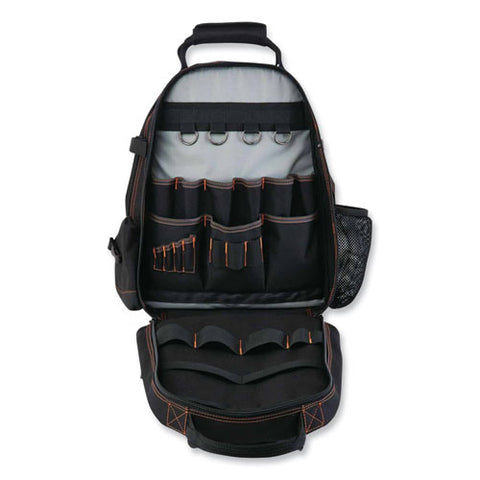 Arsenal 5843 Tool Backpack Dual Compartment, 26 Compartments, 8.5 X 13.5 X 18, Ballistic Polyester, Black/gray