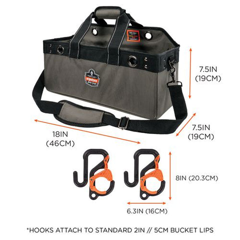 Arsenal 5846 Bucket Truck Tool Bag, Locking Aerial Bucket Hooks, 11 Compartments/5 Grommets, 18x7.5x7.5, Gray