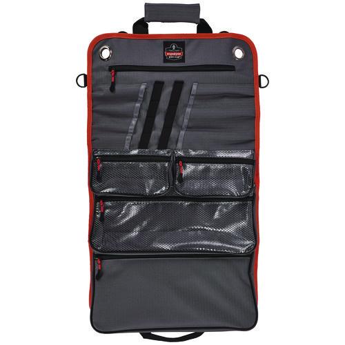 Arsenal 5874 Roll Up Tool Bag With Zipper Pockets, 5 Zippered Pockets, 7 Tool Slots, 1 X 27 X 16, Polyester, Gray