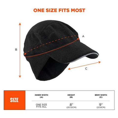 N-ferno 6807 Winter Baseball Cap With Ear Flaps, One Size Fits Most, Black