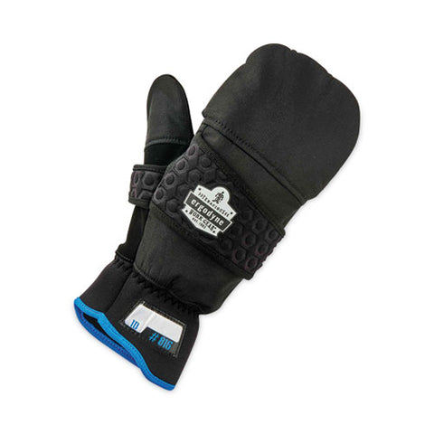 Proflex 816 Thermal Flip-top Gloves, Black, Small, Pair