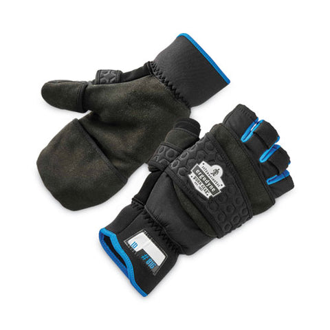 Proflex 816 Thermal Flip-top Gloves, Black, Small, Pair