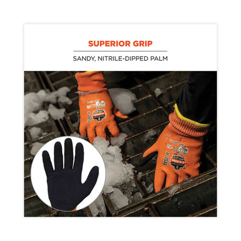 Proflex 7551 Ansi A5 Coated Waterproof Cr Gloves, Orange, Large, Pair