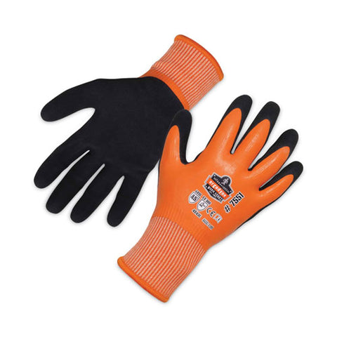 Proflex 7551 Ansi A5 Coated Waterproof Cr Gloves, Orange, Large, Pair