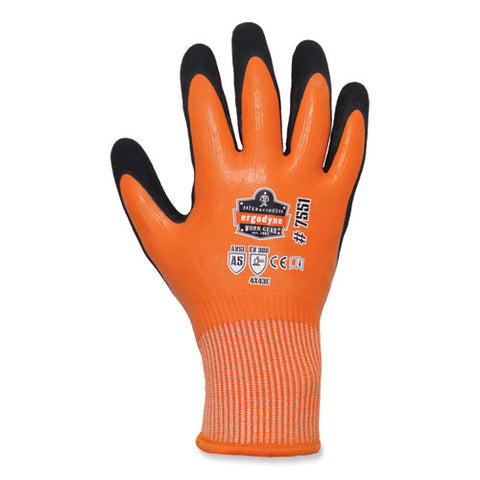 Proflex 7551 Ansi A5 Coated Waterproof Cr Gloves, Orange, X-large, Pair