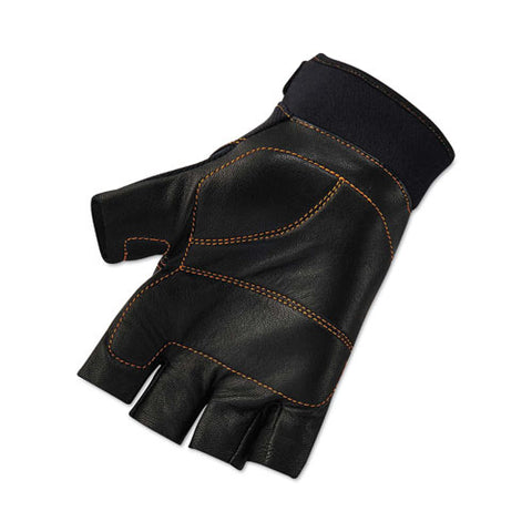 Proflex 901 Half-finger Leather Impact Gloves, Black, Large, Pair