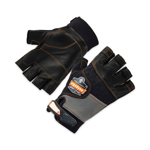 Proflex 901 Half-finger Leather Impact Gloves, Black, 2x-large, Pair