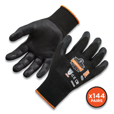 Proflex 7001-case Nitrile Coated Gloves, Black, Medium, 144 Pairs/carton