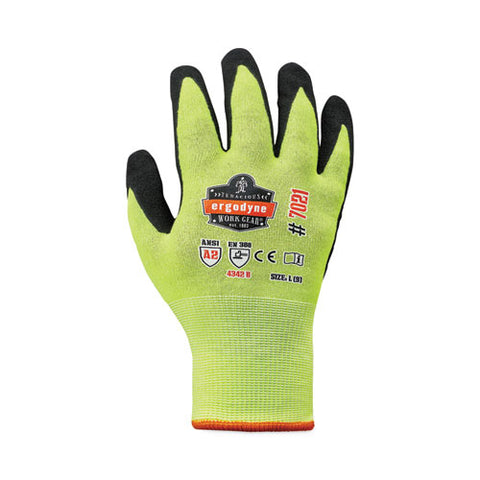 Proflex 7021 Hi-vis Nitrile-coated Cr Gloves, Lime, Large, 144 Pairs/carton