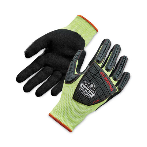 Proflex 7141 Ansi A4 Dir Nitrile-coated Cr Gloves, Lime, Large, Pair