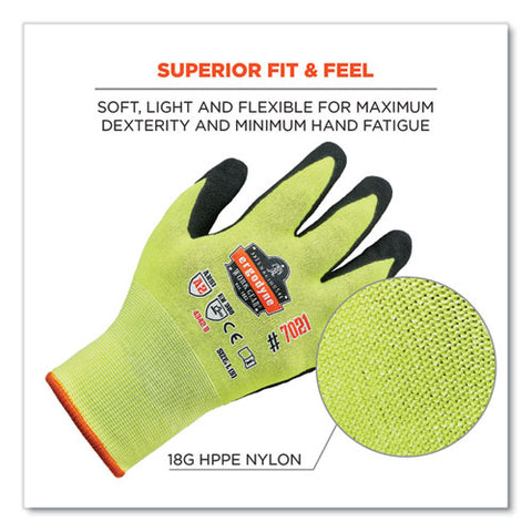 Proflex 7021 Hi-vis Nitrile-coated Cr Gloves, Lime, X-large, Pair