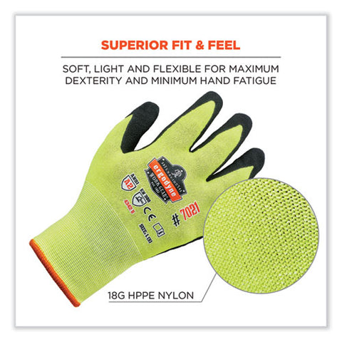 Proflex 7021 Hi-vis Nitrile-coated Cr Gloves, Lime, 2x-large, Pair