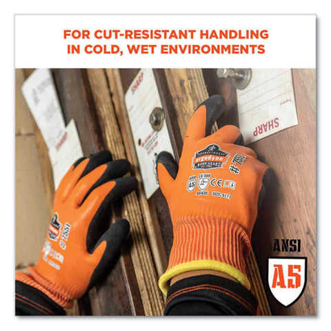 Proflex 7551-case Ansi A5 Coated Waterproof Cr Gloves, Orange, 2x-large, 144 Pairs/carton