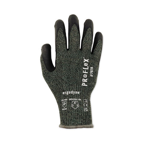 Proflex 7070 Ansi A7 Nitrile Coated Cr Gloves, Green, Medium, 12 Pairs/pack