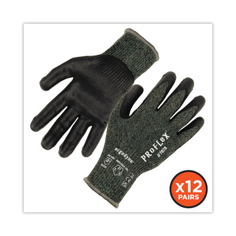 Proflex 7070 Ansi A7 Nitrile Coated Cr Gloves, Green, X-large, 12 Pairs/pack