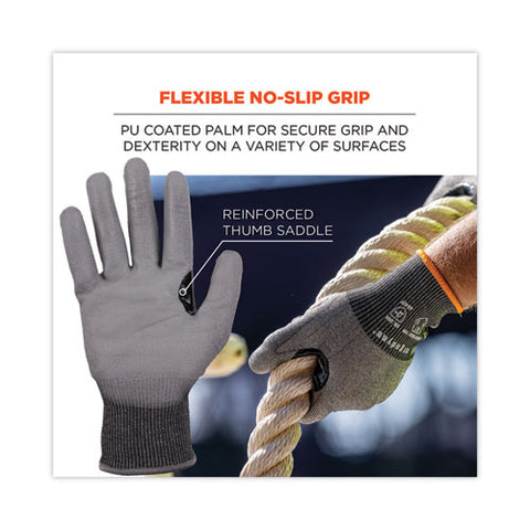 Proflex 7071 Ansi A7 Pu Coated Cr Gloves, Gray, Small, 12 Pairs/pack