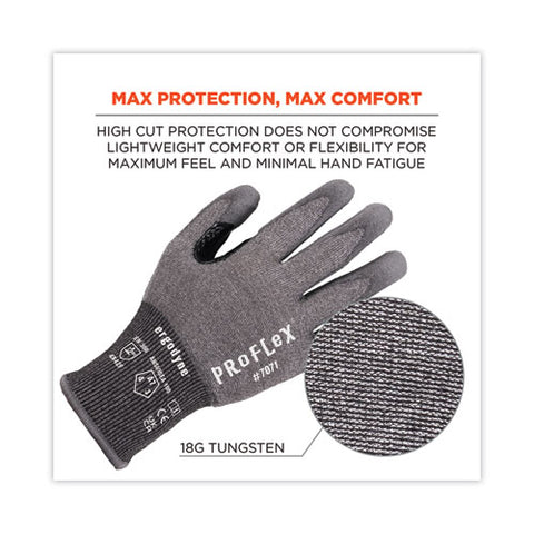 Proflex 7071 Ansi A7 Pu Coated Cr Gloves, Gray, X-large, 12 Pairs/pack