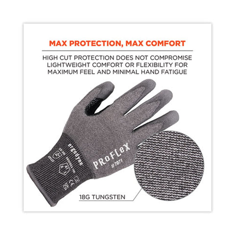 Proflex 7071 Ansi A7 Pu Coated Cr Gloves, Gray, Medium, Pair