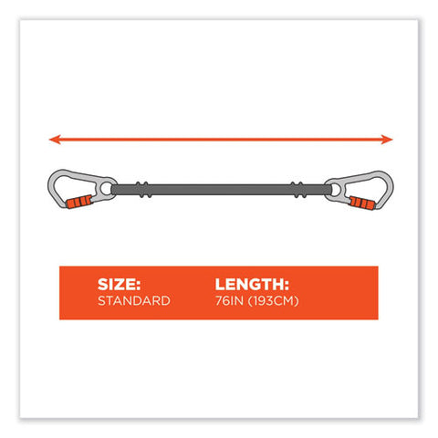 Squids 3149 Tool Lanyard With Xl + Swivel Carabiners, 80 Lb Max Work Capacity, 76" Long, Orange/black