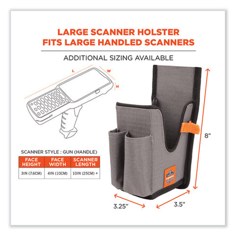 Squids 5540 Handheld Barcode Scanner Holster With Belt Loop, Large, 2.75 X 3.5 X 8, Polyester, Gray