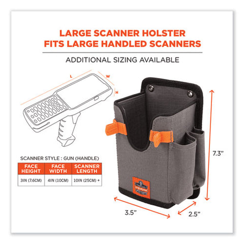 Squids 5543 Handheld Barcode Scanner Mount Holder With Fastener Straps, 2 Compartments, 3.5 X 2.5 X 7.3, Gray