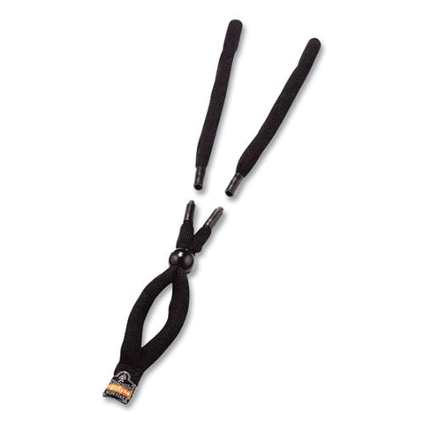 Skullerz 3215 Cotton Breakaway Eyewear Lanyard, Cotton Barrel Slide Fastener, 12" Long, Black