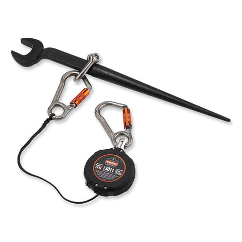 Squids 3011 Retractable Lanyard With Tool + Swivel Anchor Carabiners, 8 Lb Max Working Capacity, 48" Long, Black