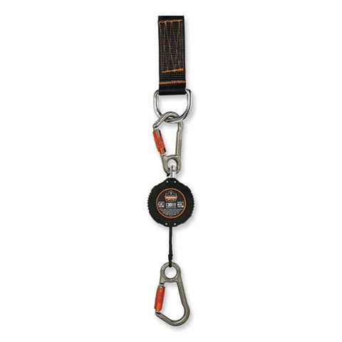 Squids 3011 Retractable Lanyard With Tool + Swivel Anchor Carabiners, 8 Lb Max Working Capacity, 48" Long, Black