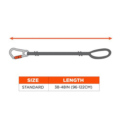 Squids 3104f(x) Tool Lanyard With Carabiner/choke Loop, 10 Lb Max Working Capacity, 38" To 48" Long, Gray/orange