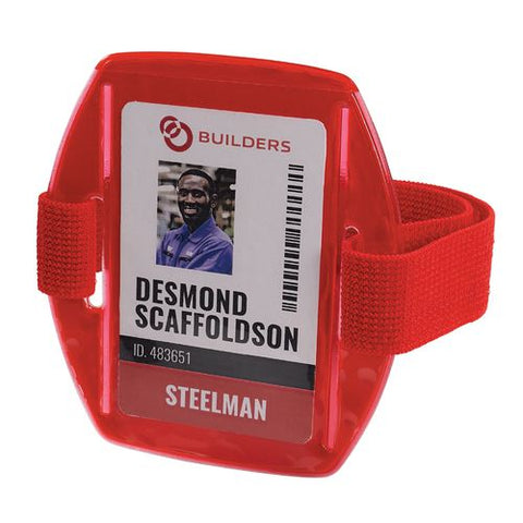 Squids 3386 Arm Band Id/badge Holder, Vertical, Red 3.75 X 4.25 Holder, 2.5 X 4 Insert